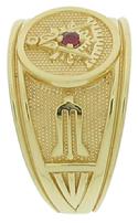 Past Master ring with plumb & trowel and featuring a gemstone of your choice center set in the square and compass.