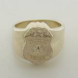 14K YELLOW GOLD HOUSTON POLICE SERGEANT CUSTOM BADGE RING WITH SOLID BACK AND HEAVEY SQUARE SHANK