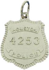 14k white gold custom HPD Officer mini-badge jewelry pendant