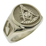 Masonic Past Master ring with plumb & trowel side emblem, shown in 10k white gold