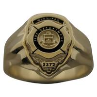 Custom Winnipeg Firefighter badge ring in 10k gold