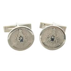 14k white gold Past Master cuff links.