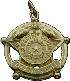 custom 14k yellow gold mini-badge pendant fine jewelry in design of Harris County Texas Precinct 1 Deputy Constable available in sterling silver, 10k or 14k yellow or white gold