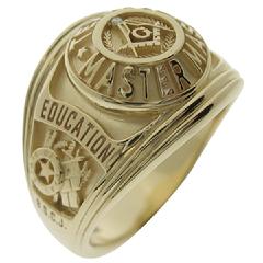 Custom Masonic Peace Officer's ring in 14k yellow gold.