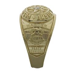 Custom Pasadena Arson Police Chief class style ring, 14k, optional 0.08 ct. diamond