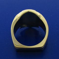 View of solid back and heavy shank of custom Dallas Police Officer Detective badge ring