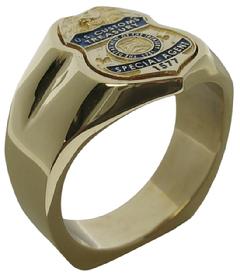 Custom Treasury Special Agent badge ring