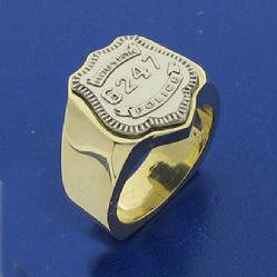 14k yellow and white gold two tone Houston Police Officer ring with custom badge top