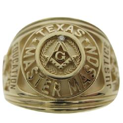 Custom Masonic Peace Officer's ring in 14k yellow gold.