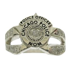 Custom Chicago Police Star ladies split shank with stones, shown in sterling silver