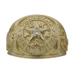 Custom Pasadena Arson Police Chief class style ring, 14k, optional 0.08 ct. diamond