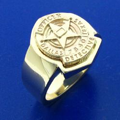 10k yellow gold custom Dallas Police Officer Detective ring with badge number