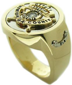 10k yellow and white gold custom two tone Newton County, Georgia Sheriff's Deputy badge ring