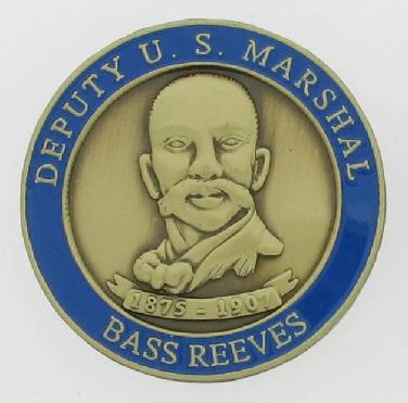 Deputy U. S. Marshal Bass Reeves commemorative brass coin with antique bronze finish and 3d relief bust