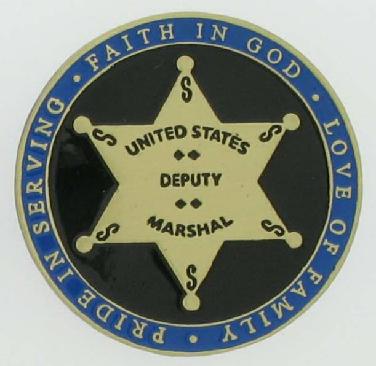 Deputy U. S. Marshal Bass Reeves commemorative brass die struck coin with 6 point star badge and enamel finish