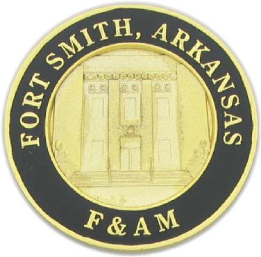 160th anniversary die struck coin for Belle Point Masonic Lodge #20, Fort Smith, Arkansas (reverse)