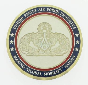 U. S. Air Force Officers' military challenge coin in bright finished, plated brass with enamel and sandblasting