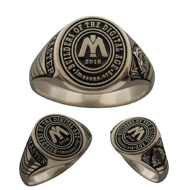 Custom organizational achievement rings in sterling silver