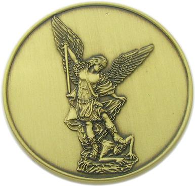 3D relief image of Saint Michael the Archangel on Las Vegas, Nevada Metro Police Commemorative coin-reverse