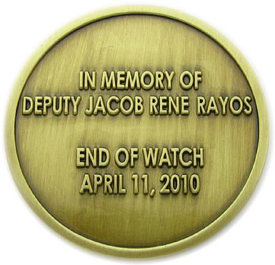 Commemorative die struck coin for the Reeves County Sheriff's Office, Pecos, Texas-reverse side