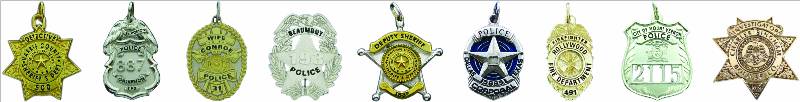 police & fire badge jewelry pendants, charms, and custom badges in sterling silver, 10k or 14k yellow and white gold