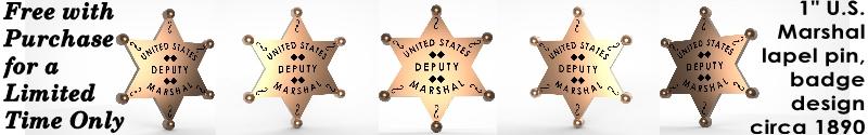 Deputy U.S. Marshal badge pin, circa 1890